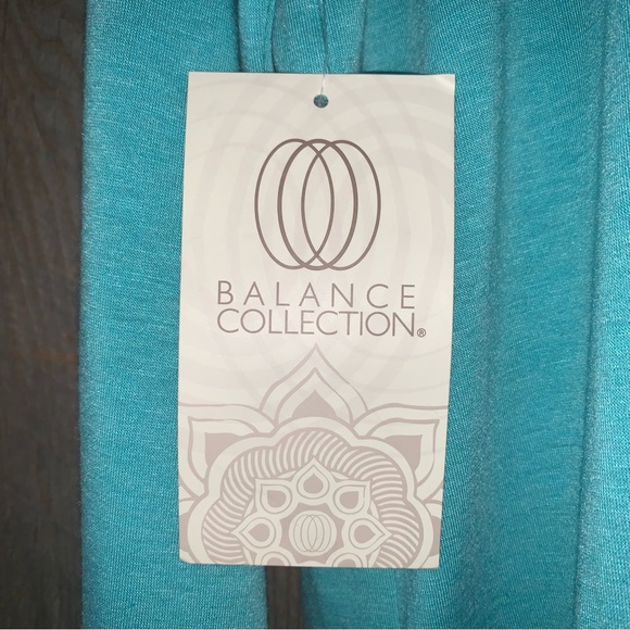 Women’s L BALANCE COLLECTION Aqua Green Fitness Active L/S Strappy V YOGA Top - Picture 11 of 14